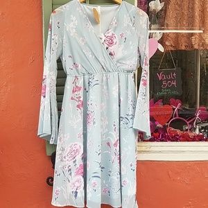 Boho long sleeve mini dress